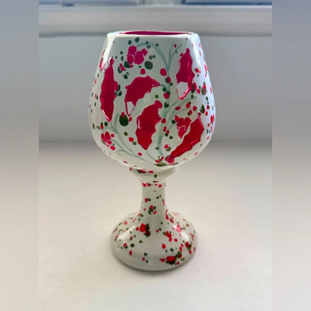 Vintage Ceramic Votive Candle Holder Splatterware Design‎